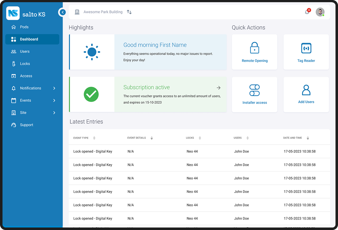 Salto KS Web App screenshot