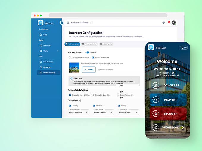 Customization features to the XS4 Com smart intercom  