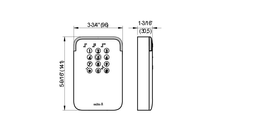 Design XS ANSI WR Keypad Technical Drawing