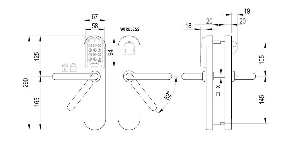 XS4 Original Keypad - EU Technical Drawing