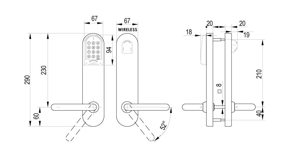 XS4 Original Keypad - Scandinavian Technical Drawing